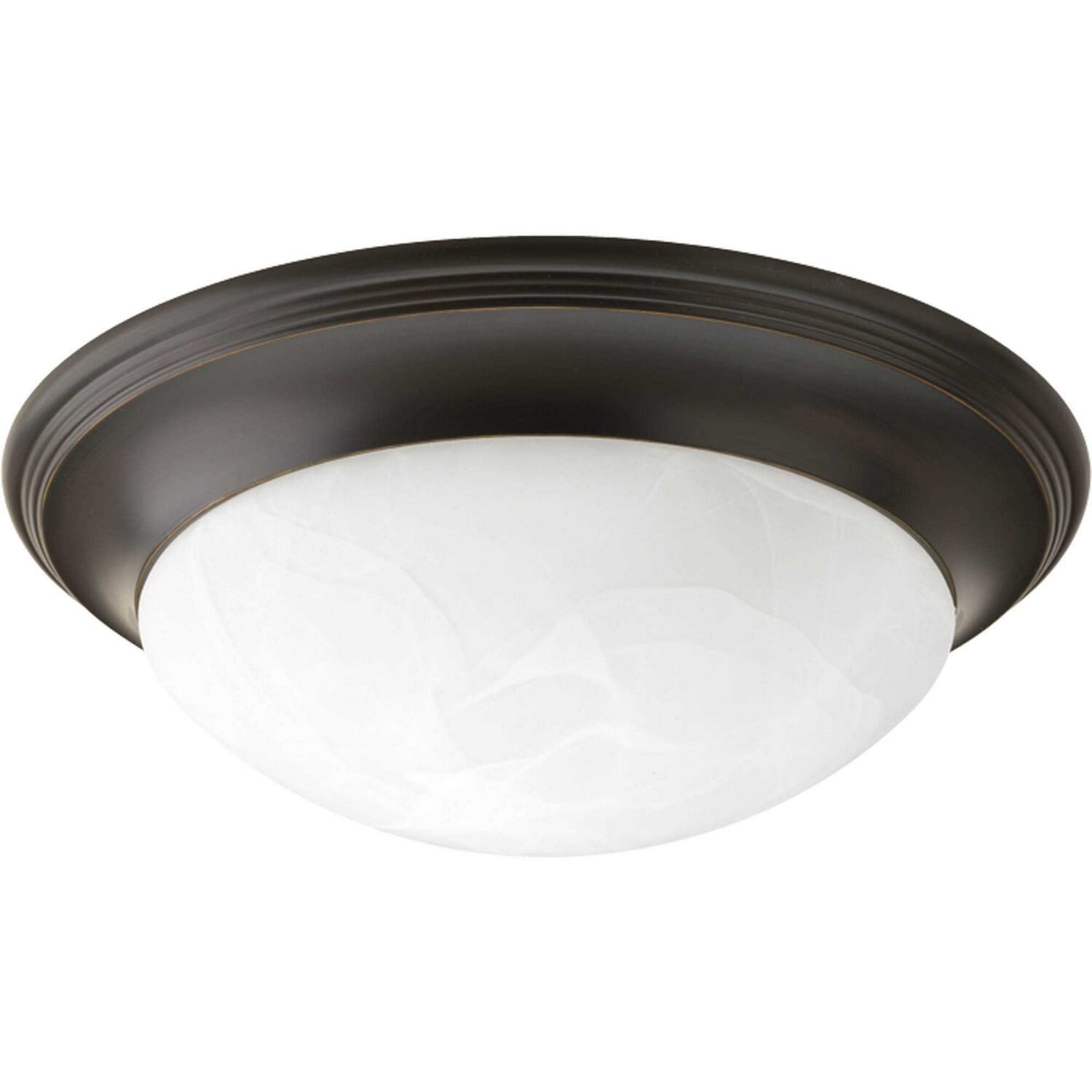 Antique Bronze One Light Flush Mount from the Alabaster Glass Collection