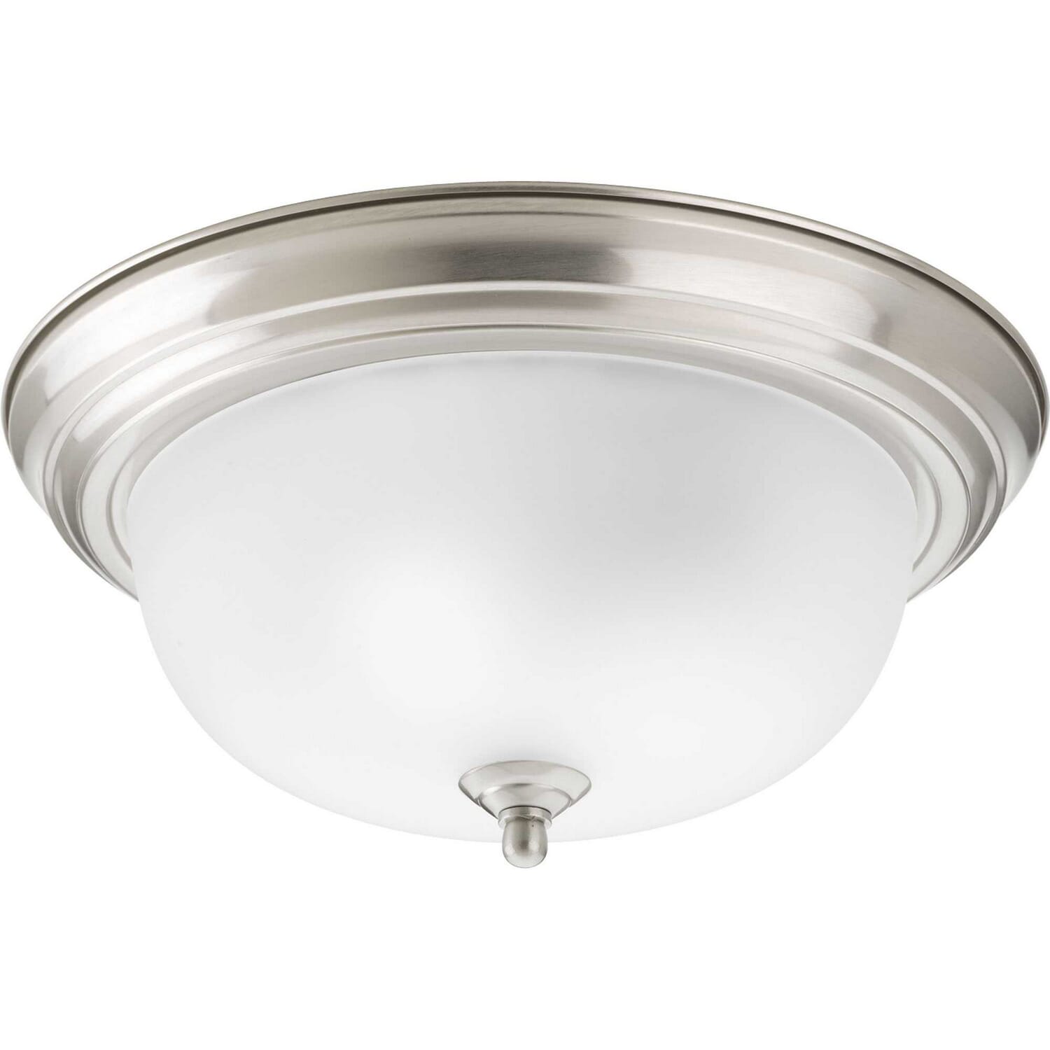 Brushed Nickel Two Light Flush Mount from the Dome Glass - Etched Collection