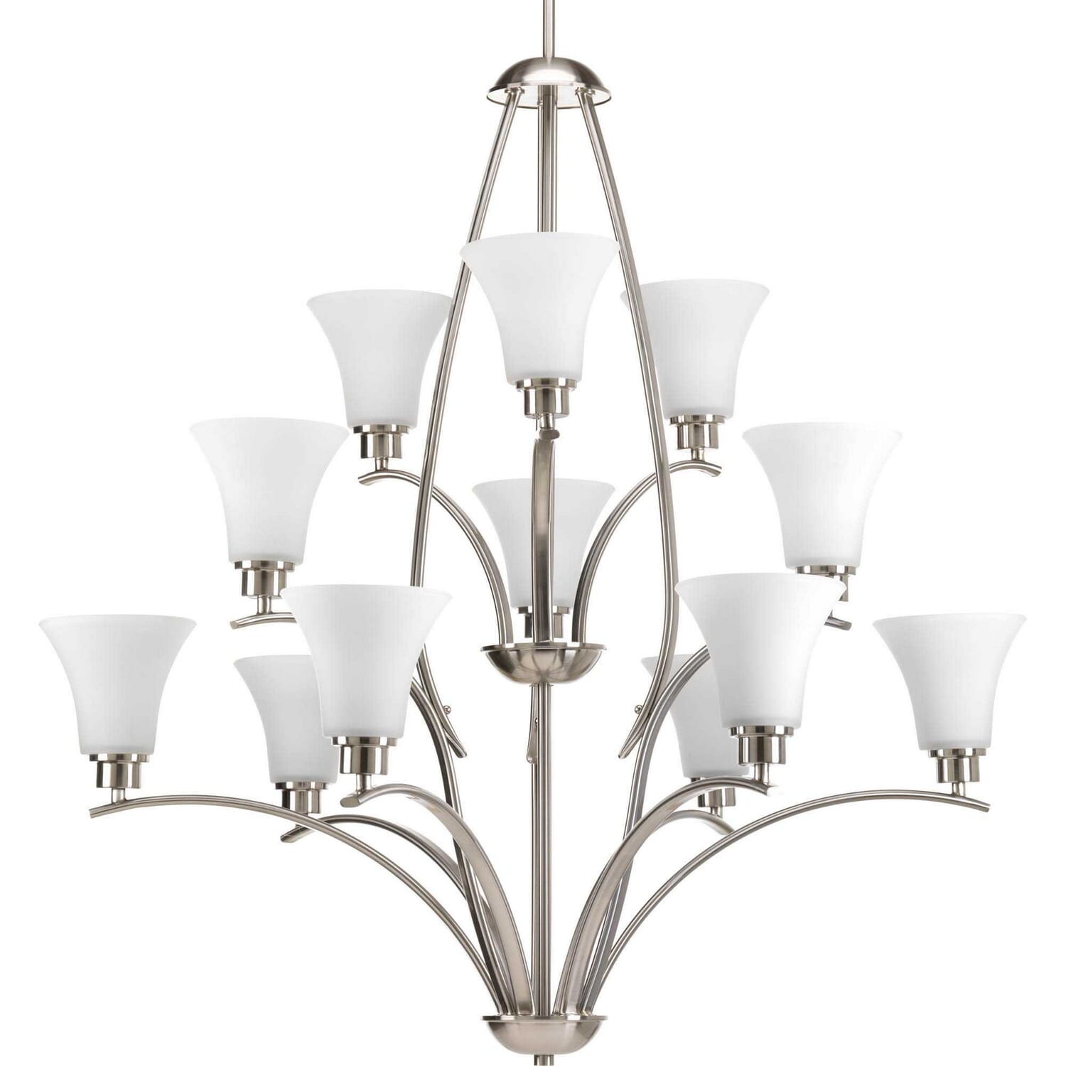 Brushed Nickel 12 Light Chandelier from the Joy Collection