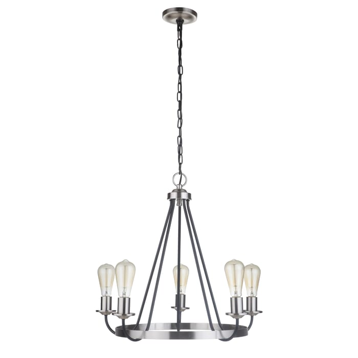 Craftmade Randolph 5-Light Transitional Chandelier in Flat Black with Brushed Polished Nickel Craftmade Randolph 5-Light Transitional Chandelier in Flat Black with Brushed Polished Nickel