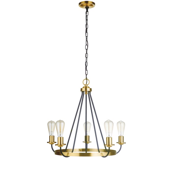 Craftmade Randolph 5-Light Transitional Chandelier in Flat Black with Satin Brass Craftmade Randolph 5-Light Transitional Chandelier in Flat Black with Satin Brass