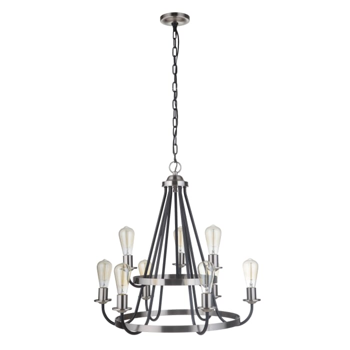 Craftmade Randolph 9-Light Transitional Chandelier in Flat Black with Brushed Polished Nickel Craftmade Randolph 9-Light Transitional Chandelier in Flat Black with Brushed Polished Nickel