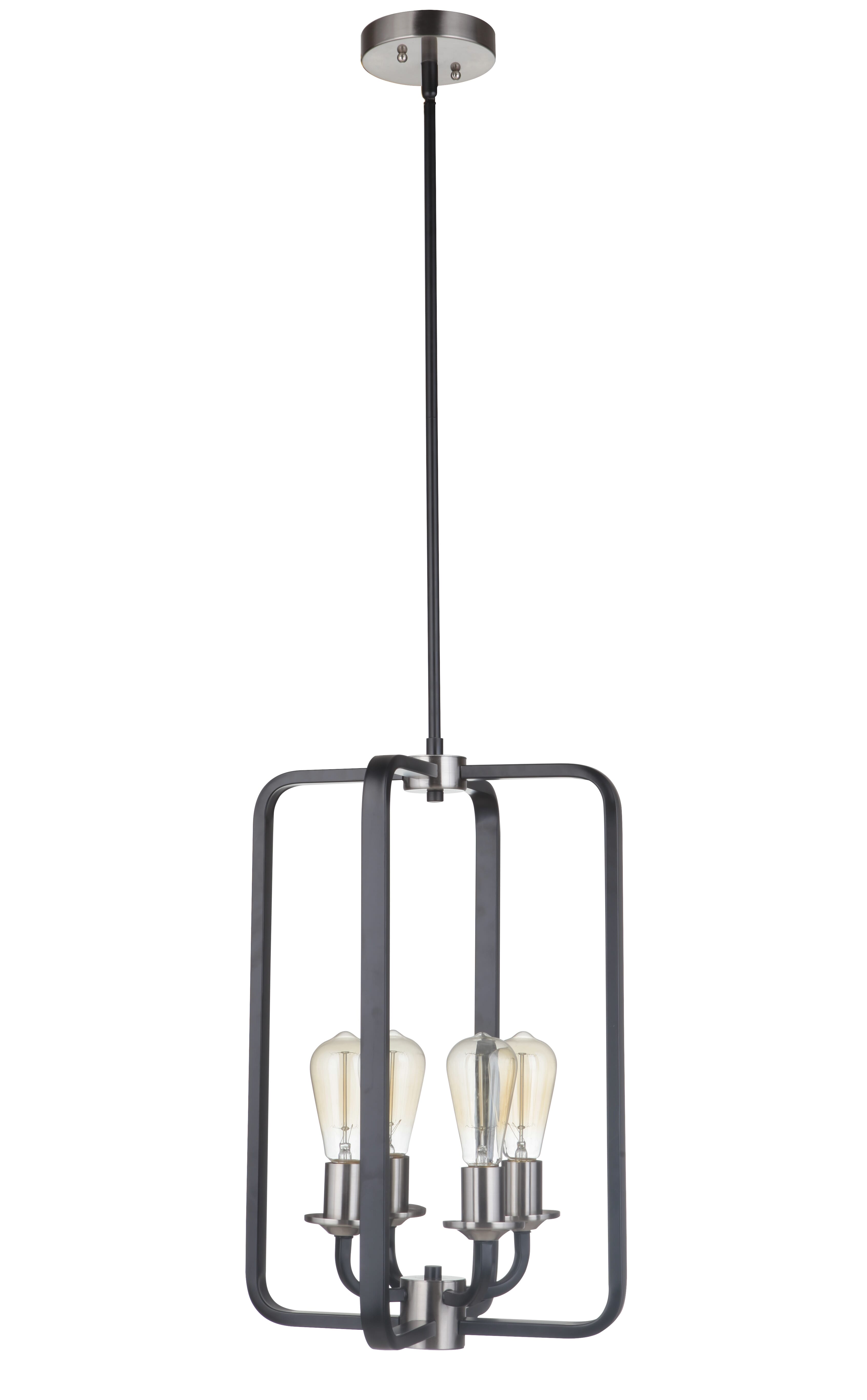 Randolph 4-Light 14" Foyer Light in Flat Black with Brushed Polished Nickel