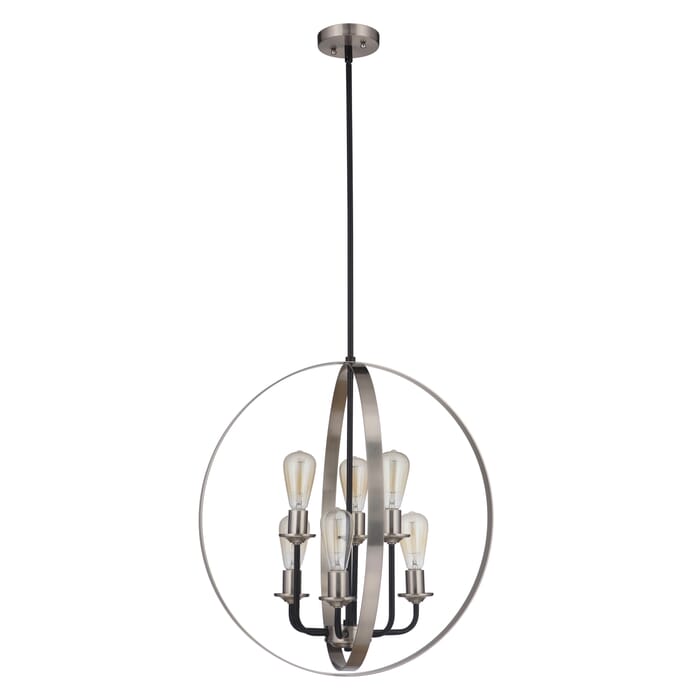 Craftmade Randolph 6-Light 24" Foyer Light in Flat Black with Brushed Polished Nickel Craftmade Randolph 6-Light 24" Foyer Light in Flat Black with Brushed Polished Nickel