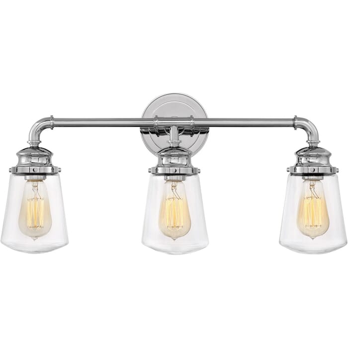 Hinkley Fritz 3-Light Bathroom Vanity Light in Chrome Hinkley Fritz 3-Light Bathroom Vanity Light in Chrome
