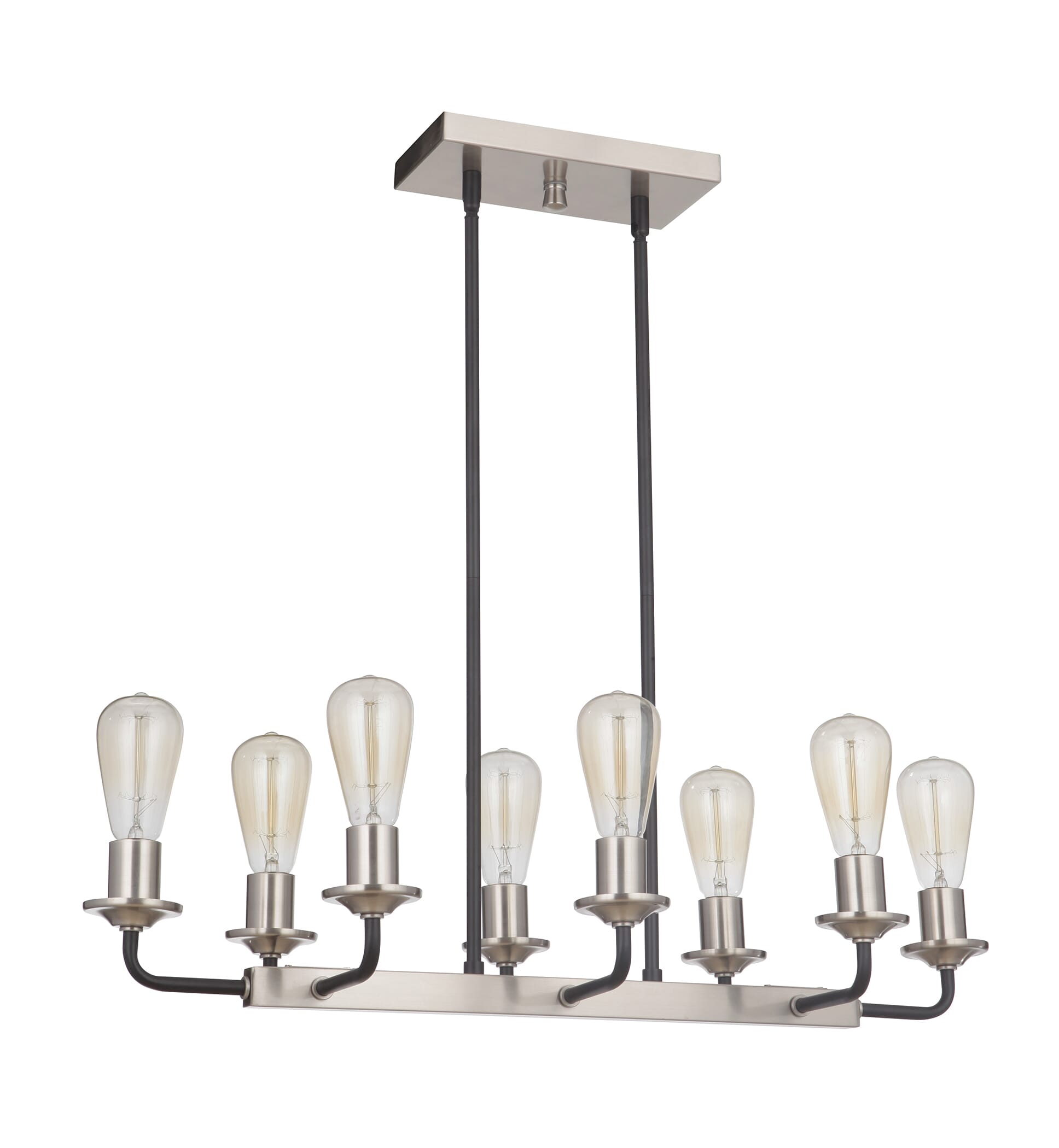 Randolph 8-Light 12" Kitchen Island Light in Flat Black with Brushed Polished Nickel