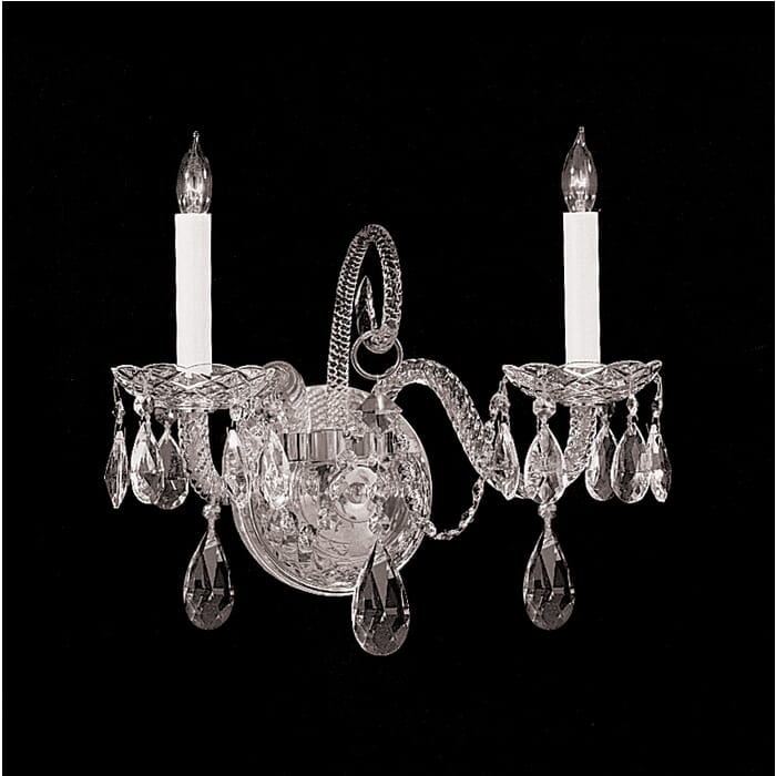 Crystorama Traditional Crystal 2-Light 12" Wall Sconce in Polished Chrome with Clear Swarovski Strass Crystals Crystorama Traditional Crystal 2-Light 12" Wall Sconce in Polished Chrome with Clear Swarovski Strass Crystals