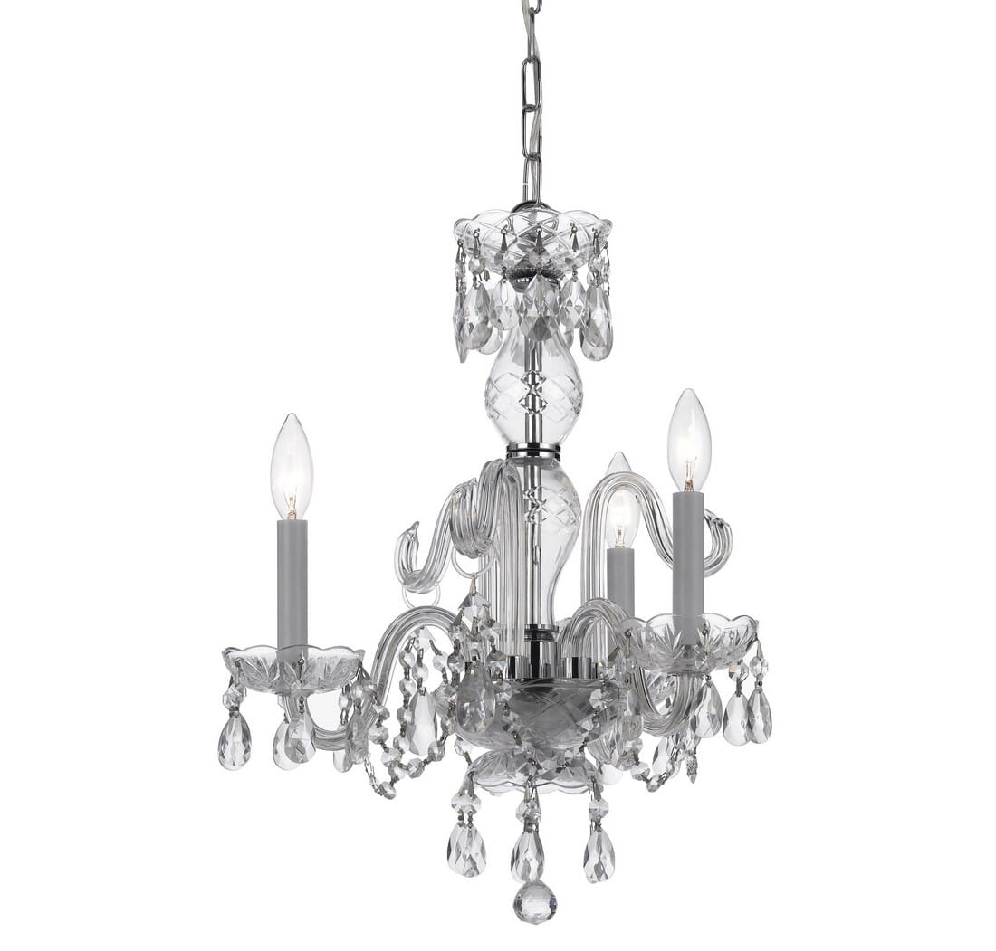 Traditional Crystal 3-Light 16"" Mini Chandelier in Chrome with Clear Italian Crystals -  Crystorama, 5044-CH-CL-I