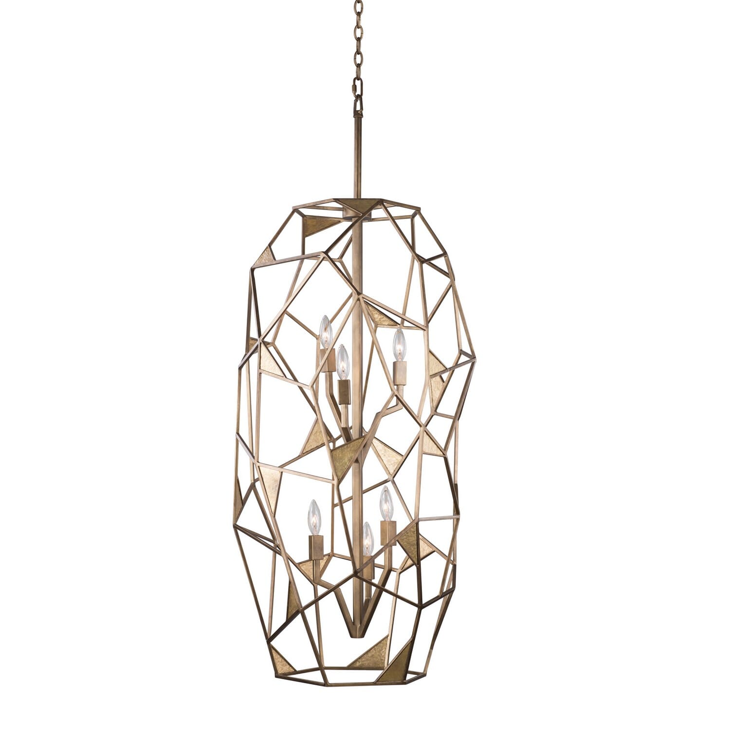 Kalco Esmeralda 6-Light Pendant Light in Pearlized Antique Brass