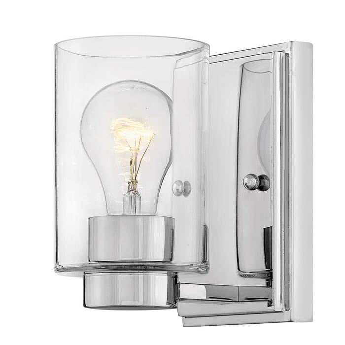Hinkley Miley 1-Light Bathroom Wall Sconce in Chrome with Clear Glass Hinkley Miley 1-Light Bathroom Wall Sconce in Chrome with Clear Glass