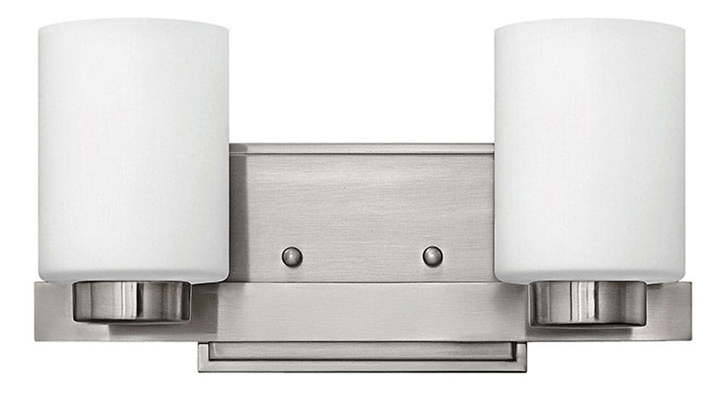 Brushed Nickel Two Light Bath from the Miley Collection