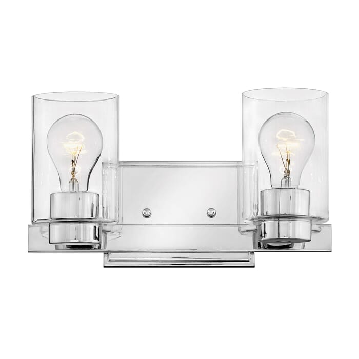 Hinkley Miley 2-Light Bathroom Vanity Light in Chrome with Clear Glass Hinkley Miley 2-Light Bathroom Vanity Light in Chrome with Clear Glass