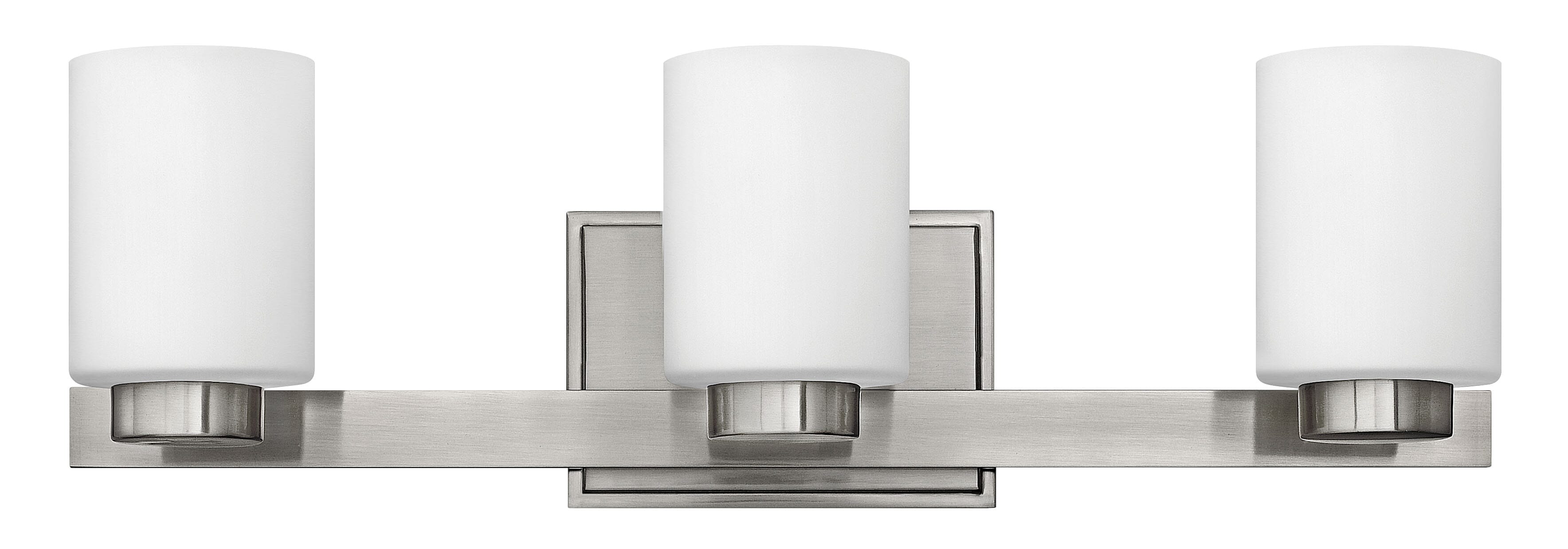 Brushed Nickel Three Light Bath from the Miley Collection