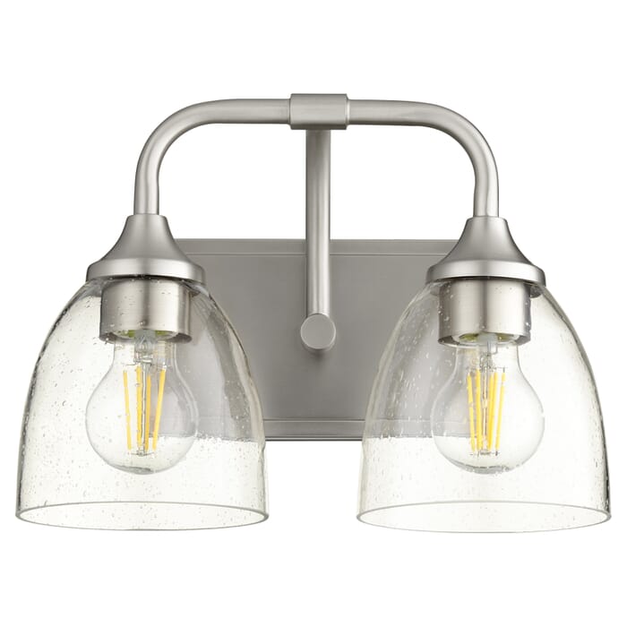 Quorum Enclave 2-Light 9" Bathroom Vanity Light in Satin Nickel with Quorum Enclave 2-Light 9" Bathroom Vanity Light in Satin Nickel with