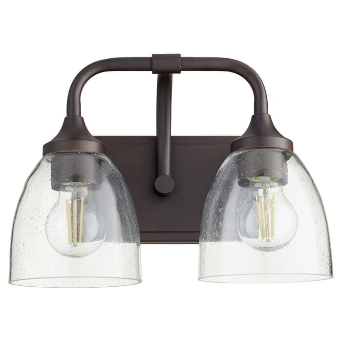 Quorum Enclave 2-Light 9" Bathroom Vanity Light in Oiled Bronze with Quorum Enclave 2-Light 9" Bathroom Vanity Light in Oiled Bronze with