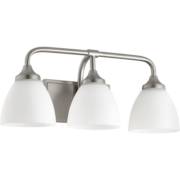 Quorum Enclave 3-Light 9" Bathroom Vanity Light in Satin Nickel Quorum Enclave 3-Light 9" Bathroom Vanity Light in Satin Nickel