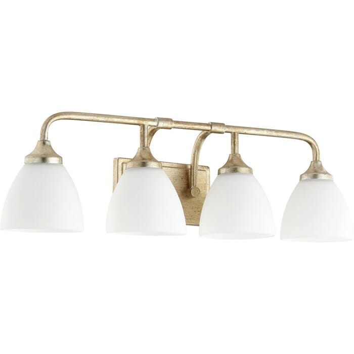Quorum Enclave 4-Light 9" Bathroom Vanity Light in Aged Silver Leaf Quorum Enclave 4-Light 9" Bathroom Vanity Light in Aged Silver Leaf