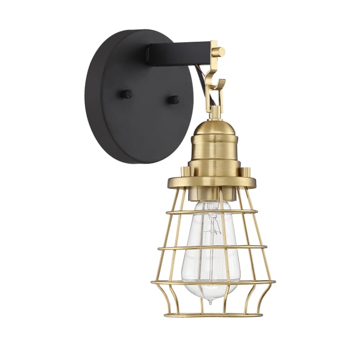 Craftmade Thatcher 11" Wall Sconce in Flat Black with Satin Brass Craftmade Thatcher 11" Wall Sconce in Flat Black with Satin Brass