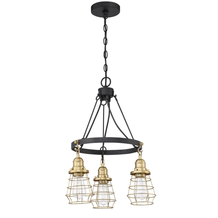 Craftmade Thatcher 3-Light Transitional Chandelier in Flat Black with Satin Brass Craftmade Thatcher 3-Light Transitional Chandelier in Flat Black with Satin Brass