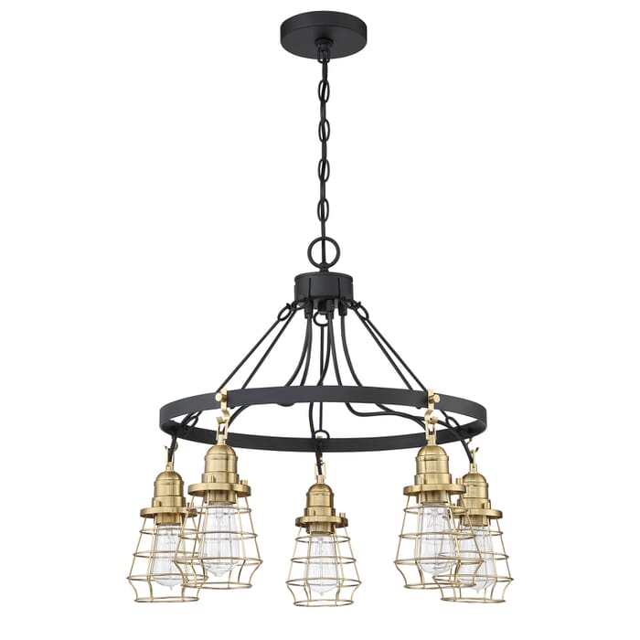 Craftmade Thatcher 5-Light Transitional Chandelier in Flat Black with Satin Brass Craftmade Thatcher 5-Light Transitional Chandelier in Flat Black with Satin Brass
