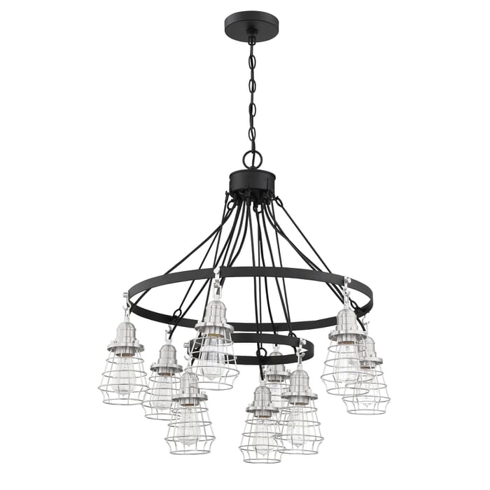 Craftmade Thatcher 9-Light Transitional Chandelier in Flat Black with Brushed Polished Nickel Craftmade Thatcher 9-Light Transitional Chandelier in Flat Black with Brushed Polished Nickel