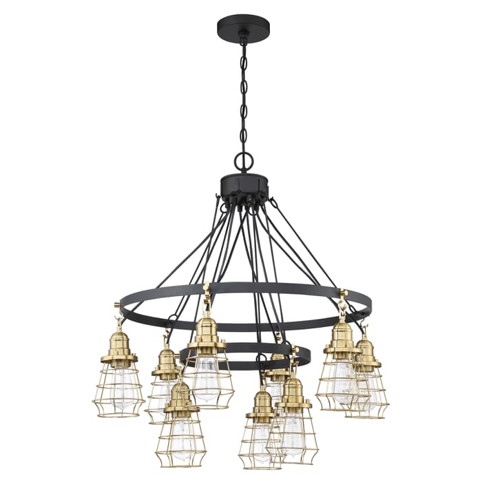 Craftmade Thatcher 9-Light Transitional Chandelier in Flat Black with Satin Brass Craftmade Thatcher 9-Light Transitional Chandelier in Flat Black with Satin Brass