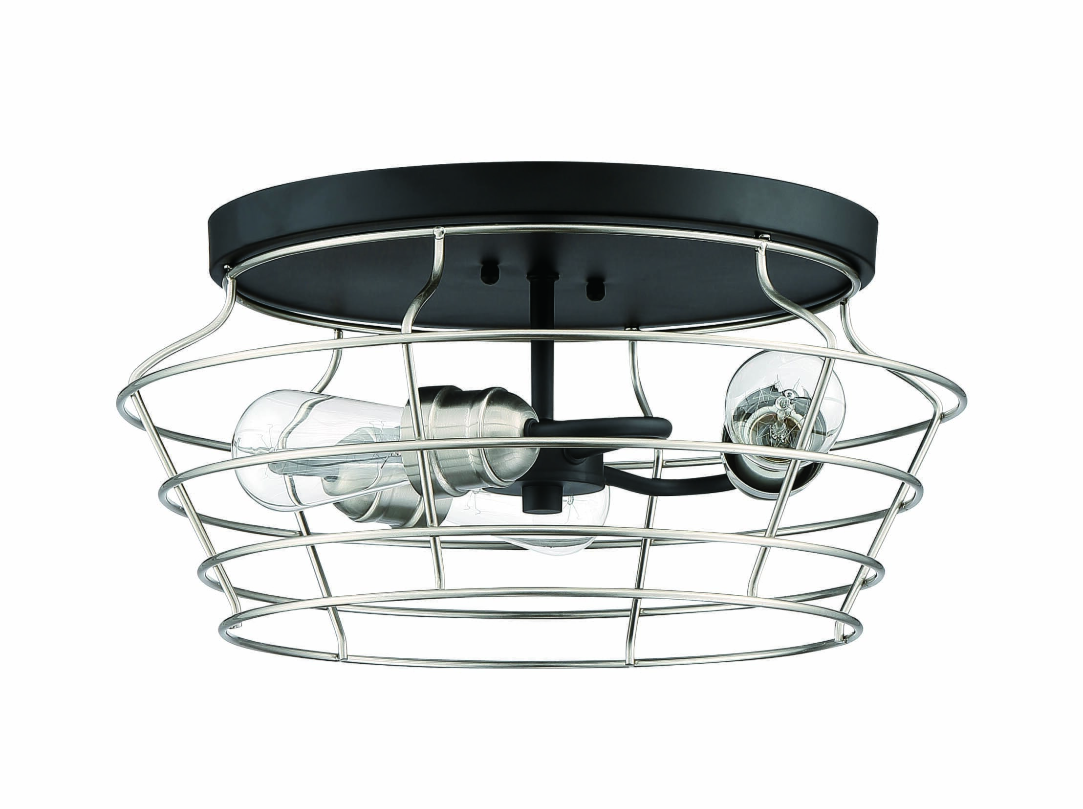 Thatcher 3-Light 17" Ceiling Light in Flat Black with Brushed Polished Nickel
