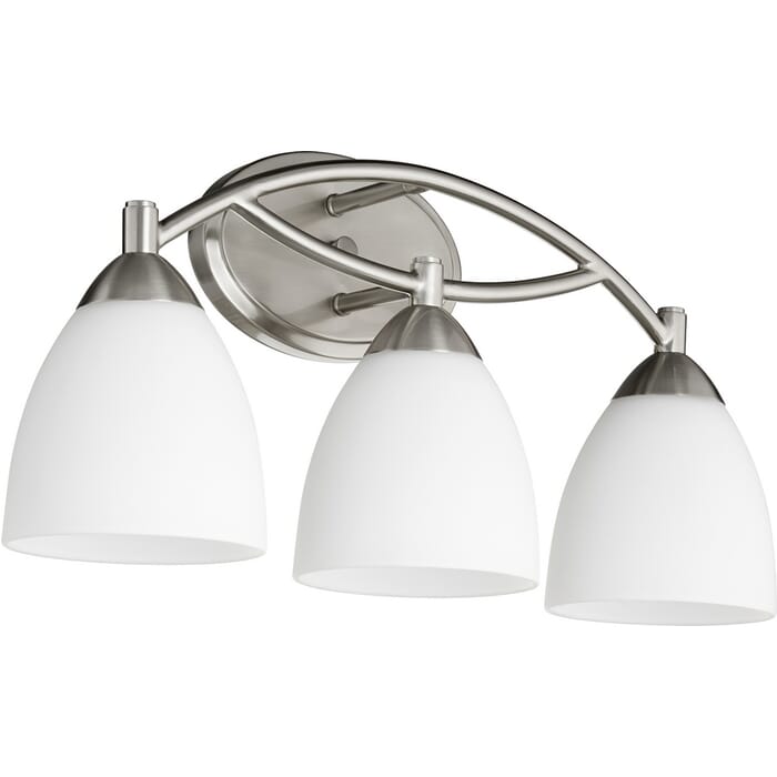 Quorum Barkley 3-Light 10" Bathroom Vanity Light in Satin Nickel Quorum Barkley 3-Light 10" Bathroom Vanity Light in Satin Nickel