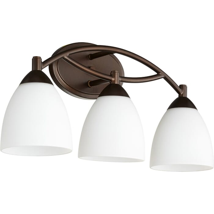 Quorum Barkley 3-Light 10" Bathroom Vanity Light in Oiled Bronze Quorum Barkley 3-Light 10" Bathroom Vanity Light in Oiled Bronze