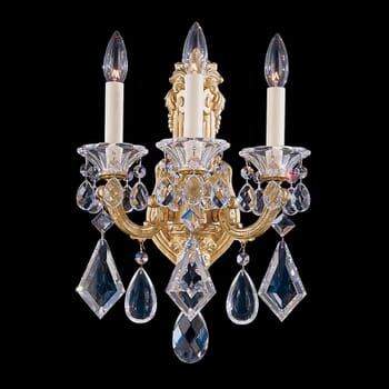 Schonbek La Scala 3-Light Wall Sconce in Heirloom Gold with Clear Heritage Crystals