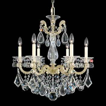 Schonbek La Scala 6-Light Chandelier in Antique Silver with Clear Heritage Crystals