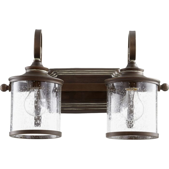 Quorum San Miguel 2-Light Bathroom Vanity Light in Vintage Copper Quorum San Miguel 2-Light Bathroom Vanity Light in Vintage Copper