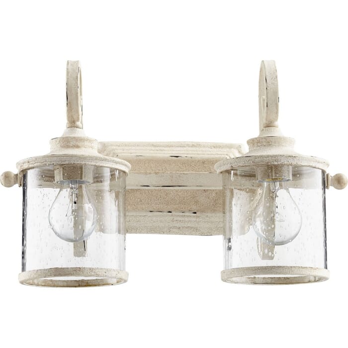 Quorum San Miguel 2-Light Bathroom Vanity Light in Persian White Quorum San Miguel 2-Light Bathroom Vanity Light in Persian White