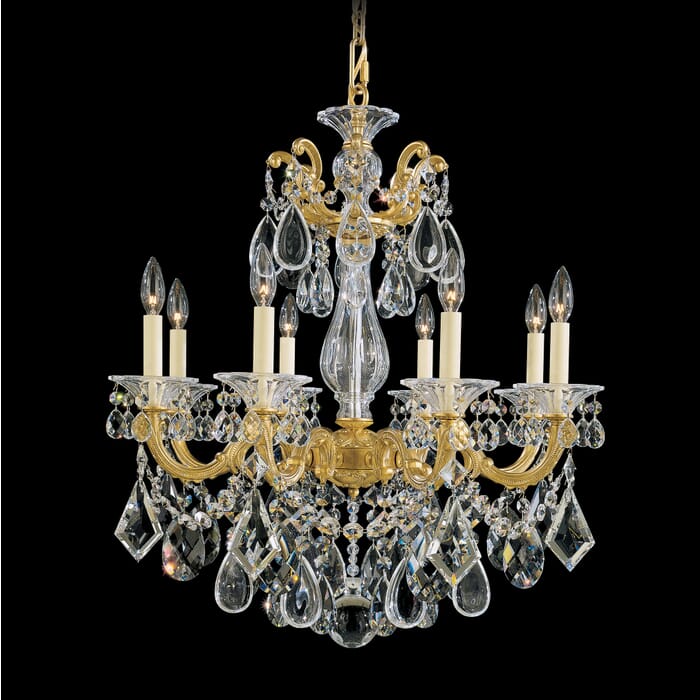 Schonbek La Scala 8-Light Chandelier in Heirloom Gold with Clear Heritage Crystals Schonbek La Scala 8-Light Chandelier in Heirloom Gold with Clear Heritage Crystals