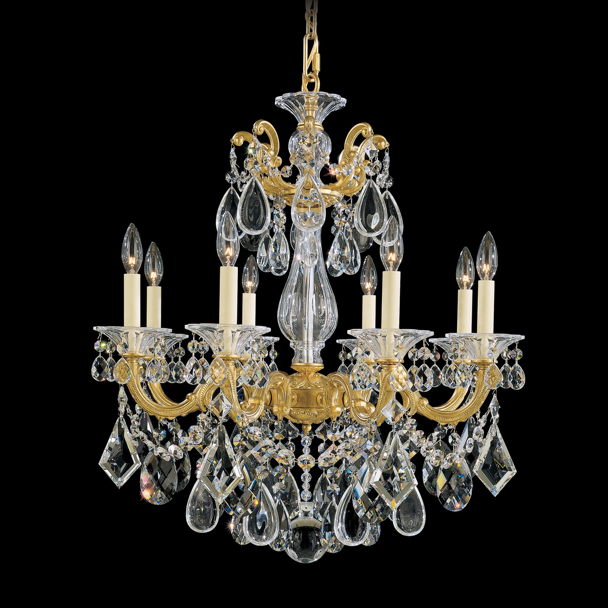 Schonbek La Scala 8-Light Chandelier in Heirloom Bronze with Clear Heritage Crystals