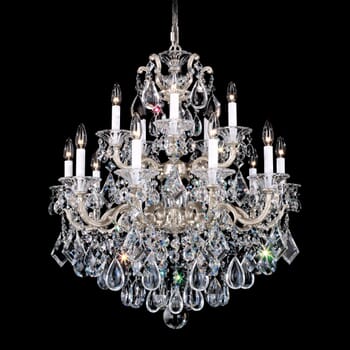 Schonbek La Scala 15-Light Chandelier in Antique Silver with Clear Heritage Crystals