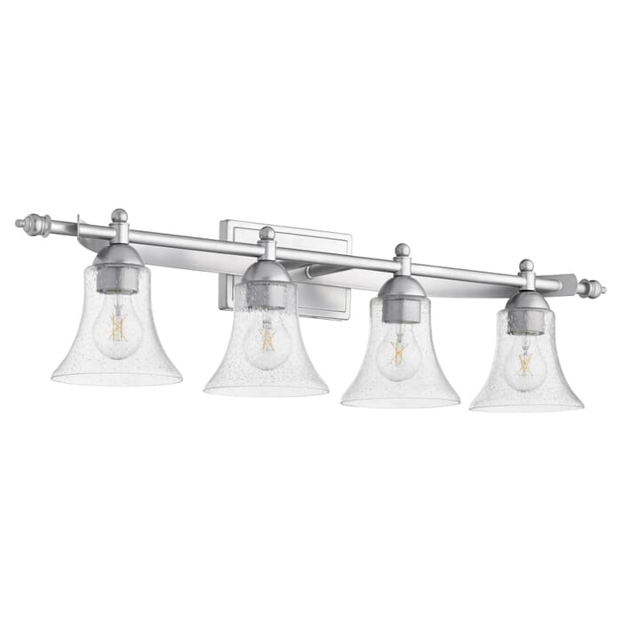 Quorum Aspen 4-Light 9" Bathroom Vanity Light in Classic Nickel Quorum Aspen 4-Light 9" Bathroom Vanity Light in Classic Nickel