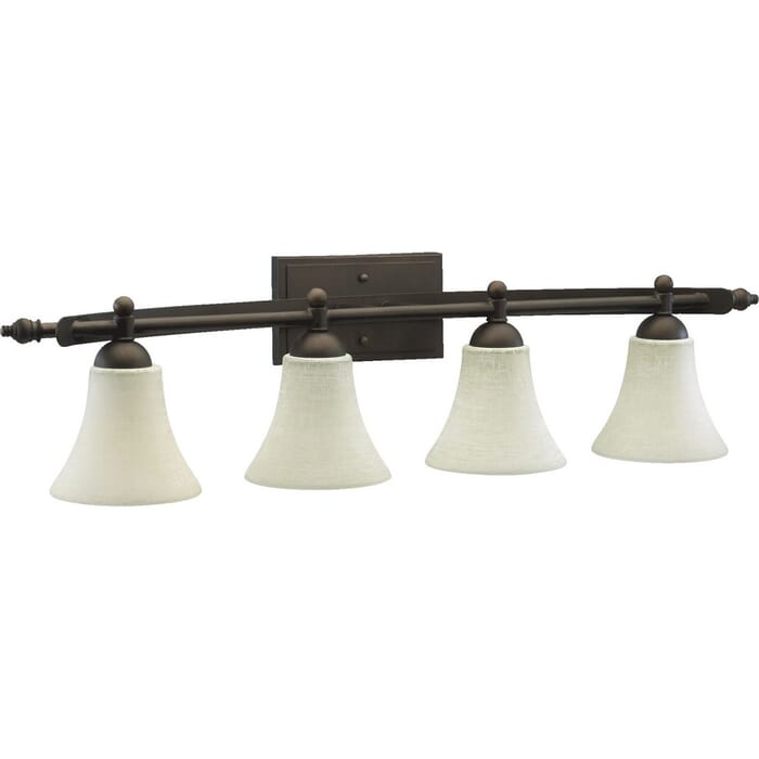 Quorum Aspen 4-Light 9" Bathroom Vanity Light in Oiled Bronze Quorum Aspen 4-Light 9" Bathroom Vanity Light in Oiled Bronze