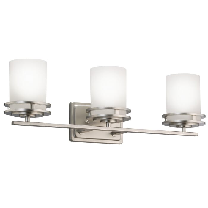 Kichler Lighting Hendrik 3-Light Bathroom Vanity Light in Brushed Nickel Kichler Lighting Hendrik 3-Light Bathroom Vanity Light in Brushed Nickel