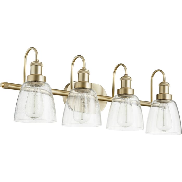 Quorum Transitional 4-Light 11" Bathroom Vanity Light in Aged Brass Quorum Transitional 4-Light 11" Bathroom Vanity Light in Aged Brass