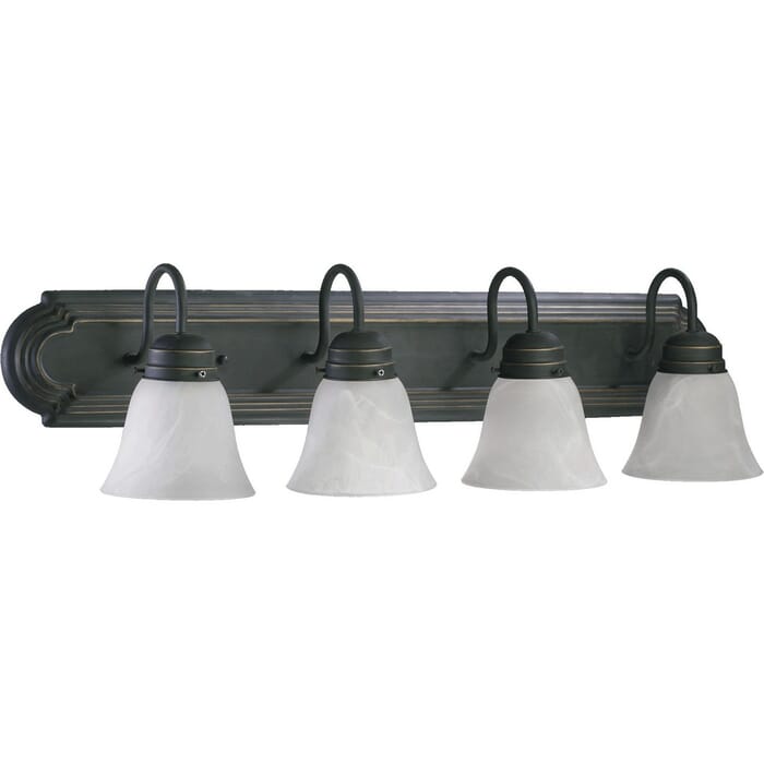 Quorum Quorum Home 4-Light 8" Bathroom Vanity Light in Old World Quorum Quorum Home 4-Light 8" Bathroom Vanity Light in Old World