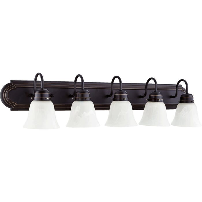 Quorum Quorum Home 5-Light 8" Bathroom Vanity Light in Old World Quorum Quorum Home 5-Light 8" Bathroom Vanity Light in Old World