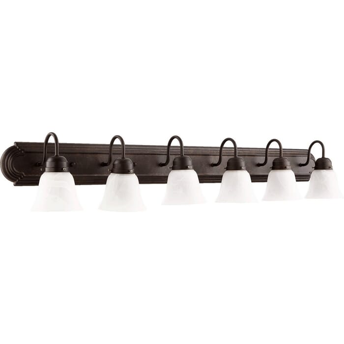 Quorum Quorum Home 6-Light 8" Bathroom Vanity Light in Toasted Sienna Quorum Quorum Home 6-Light 8" Bathroom Vanity Light in Toasted Sienna