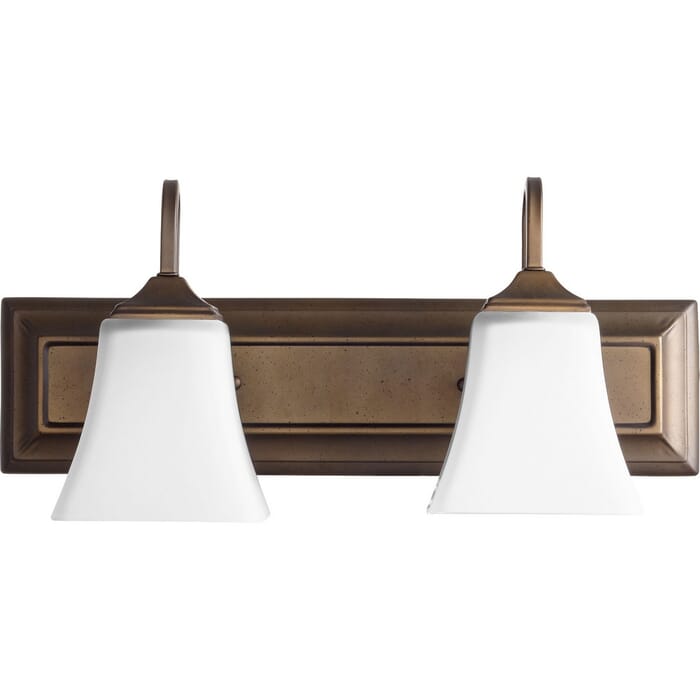 Quorum Transitional 2-Light 8" Bathroom Vanity Light in Oiled Bronze with Satin Opal Quorum Transitional 2-Light 8" Bathroom Vanity Light in Oiled Bronze with Satin Opal