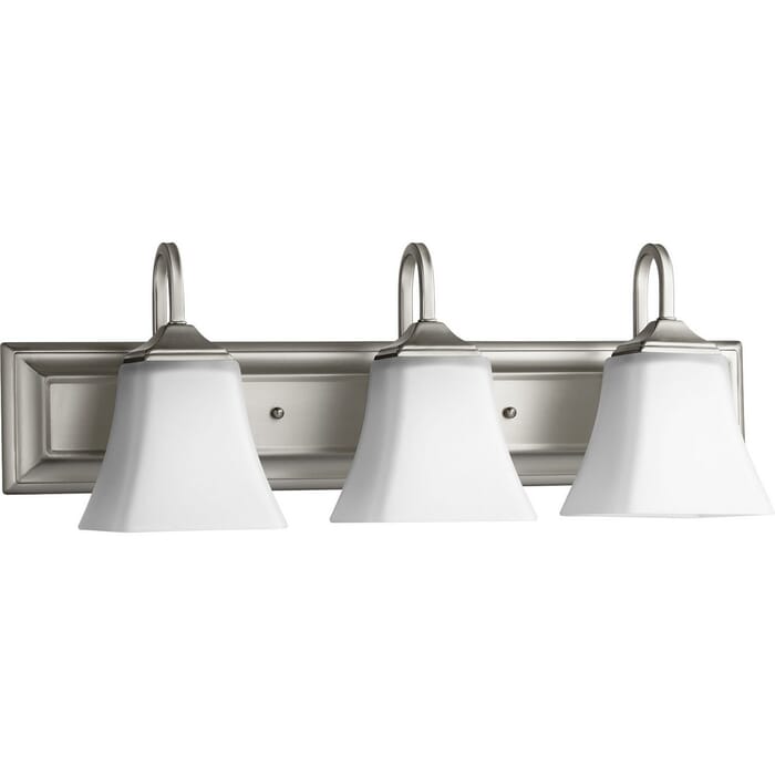Quorum Transitional 3-Light 24" Bathroom Vanity Light in Satin Nickel Quorum Transitional 3-Light 24" Bathroom Vanity Light in Satin Nickel
