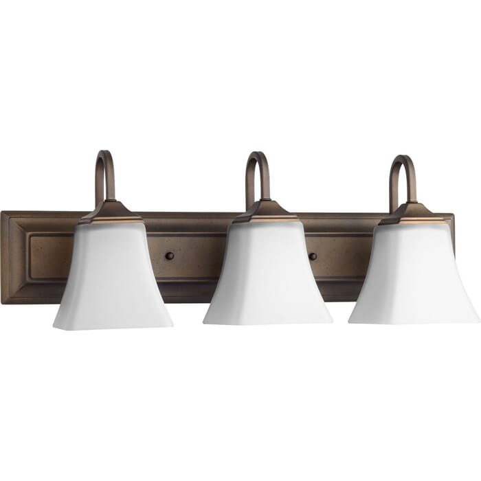 Quorum Transitional 3-Light 8" Bathroom Vanity Light in Oiled Bronze with Satin Opal Quorum Transitional 3-Light 8" Bathroom Vanity Light in Oiled Bronze with Satin Opal