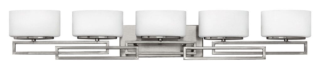 Antique Nickel Five Light Bath from the Lanza Collection
