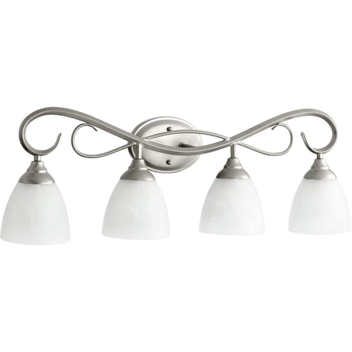 Quorum Powell 4-Light 11" Bathroom Vanity Light in Classic Nickel Quorum Powell 4-Light 11" Bathroom Vanity Light in Classic Nickel