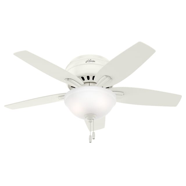 Hunter Newsome 2 Light 42 Indoor Flush Mount Ceiling Fan In Fresh White Lights Com - Hunter Indoor Low Profile Ceiling Fan With Light