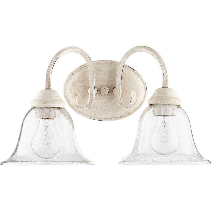 Quorum Spencer 2-Light 9" Bathroom Vanity Light in Persian White with Quorum Spencer 2-Light 9" Bathroom Vanity Light in Persian White with